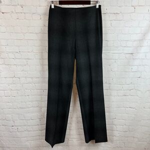 GUNEX virgin wool stretch check gray palazzo classic pants size 6 Italy